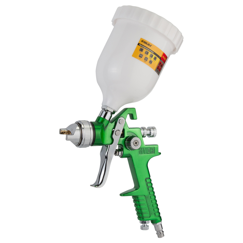 Фарборозпилювач Sigma HVLP Ø1.4 мм 140-280л/хв 3бар в/б 600 мл (пласт) зелений