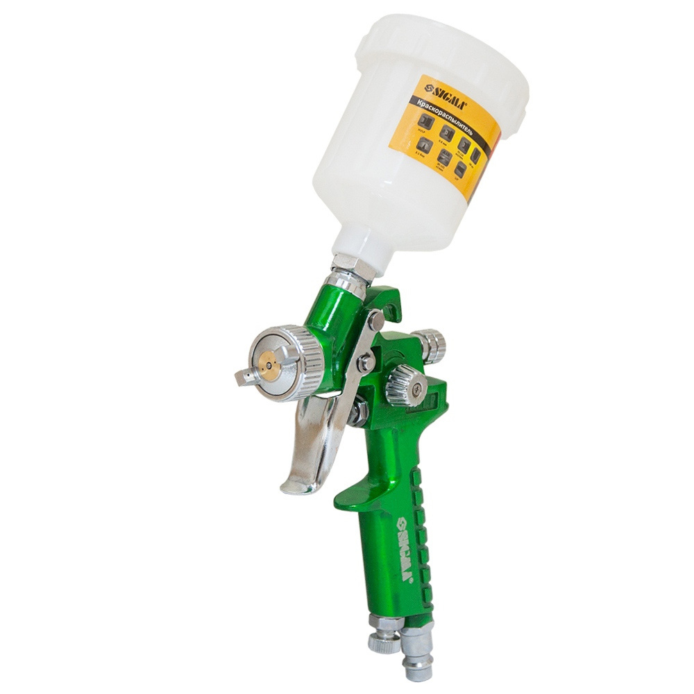 Фарборозпилювач Sigma HVLP-mini Ø0.8 мм 30-115л/хв 2.1бар в/б 100 мл (пласт) зелений