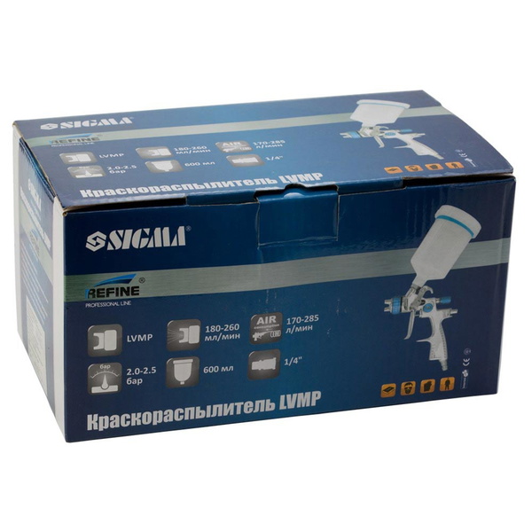 Краскораспылитель Sigma Refine LVMP Ø0.8 мм 30-115 л/хв 1.5 бар в/б 100 мл (пласт)