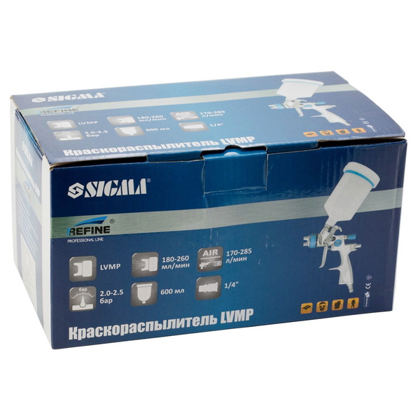 Краскораспылитель Sigma Refine LVMP Ø1.4 мм 170-285 л/мин 2-2.5 бар в/б 600 мл (пласт)