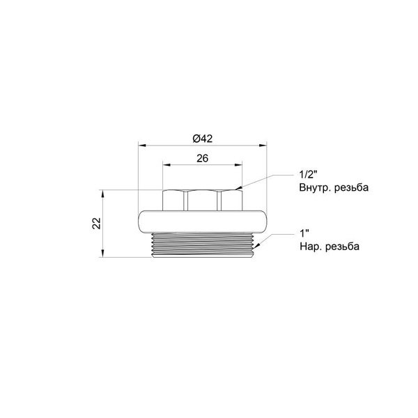 Футорка радиаторная Thermo Alliance Standart 1" х 1/2" правая (SD11615D)