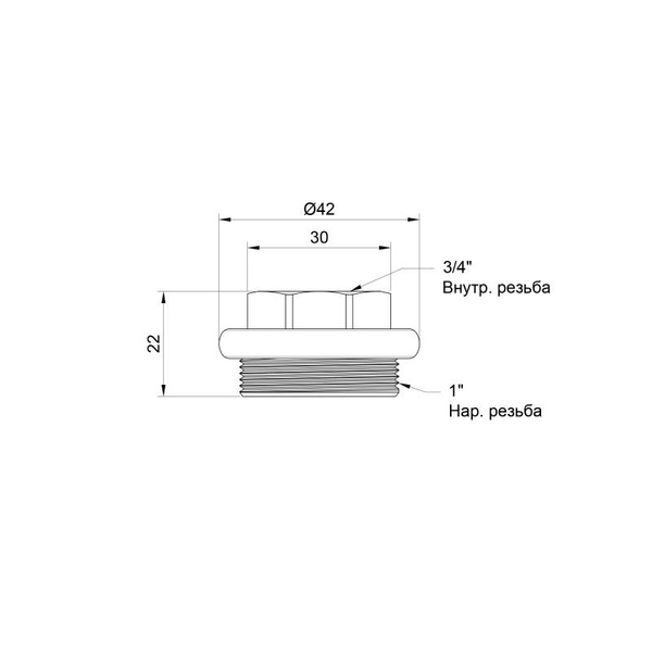 Футорка радиаторная Thermo Alliance Standart 1" х 3/4" правая (SD11620D)