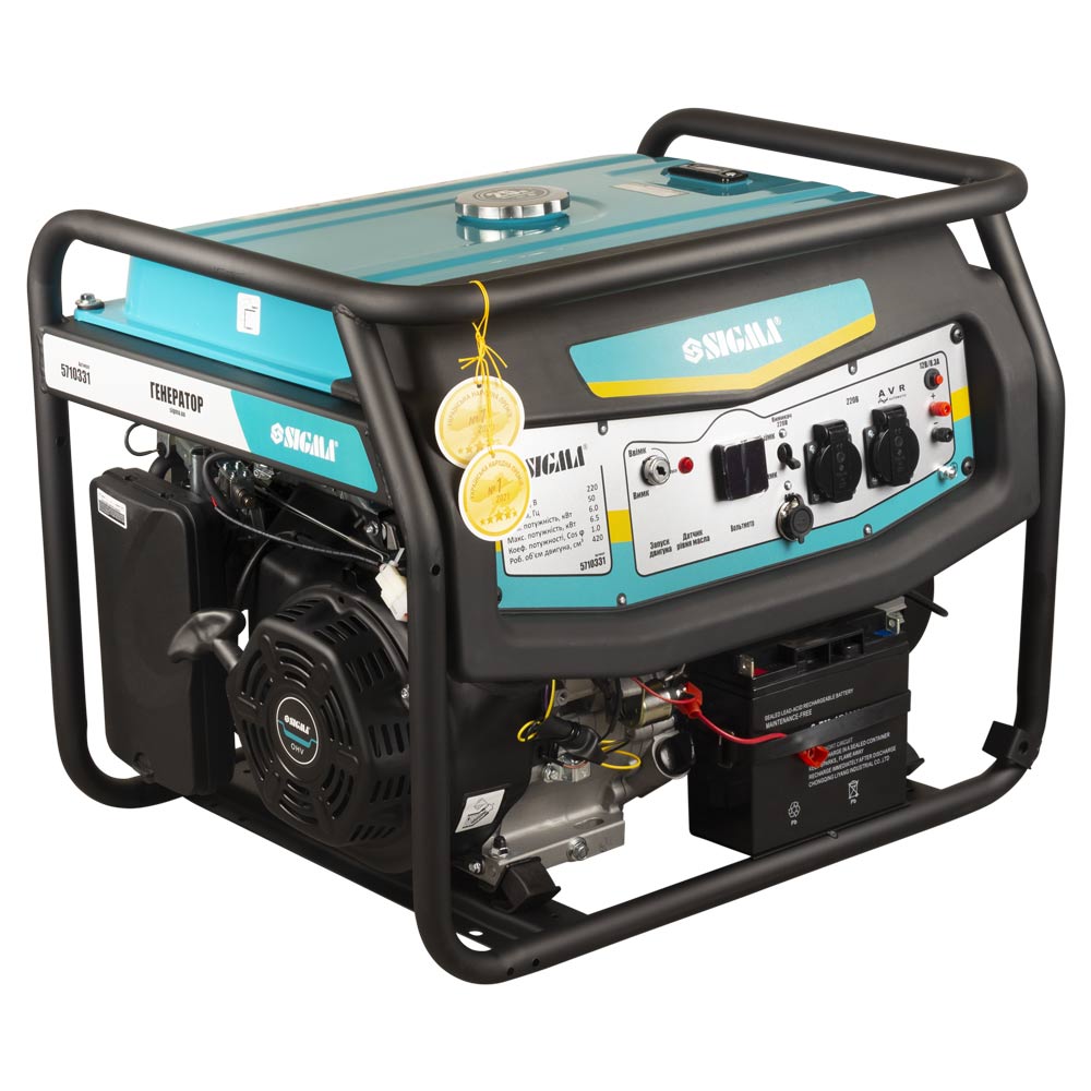 Генератор бензиновий Sigma 220В 6.0/6.5кВт 4-х тактний з виводом під АВР
