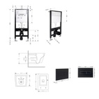 Готовое решение Qtap для ванной комнаты: подвесной унитаз Crow Rimless 485 x 340 x 330 + комплект инсталляции Standard (линейная кнопка Black)