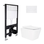 Готове рішення Qtap для ванної кімнати: підвісний унітаз Crow Rimless 520 x 360 x 290 + комплект інсталяції Standard (лінійна клавіша White)