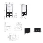 Готовое решение Qtap для ванной комнаты: подвесной унитаз Crow Ultra Quiet 485 x 340 x 290 + комплект инсталляции Standard (круглая кнопка Black)