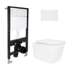 Готове рішення Qtap для ванної кімнати: підвісний унітаз Crow Ultra Quiet 485 x 340 х 290 + комплект інсталяції Standard (кругла клавіша White)
