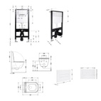 Готовое решение Qtap для ванной комнаты: подвесной унитаз Crow Ultra Quiet 485 x 340 x 290 + комплект инсталляции Standard (линейная кнопка White)
