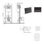 Готовое решение Qtap для ванной комнаты: подвесной унитаз Crow Ultra Quiet 520 x 360 x 290 + комплект инсталляции Nest 4 в 1 (линейная клавиша Matt Black)