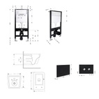 Готовое решение Qtap для ванной комнаты: подвесной унитаз Crow Ultra Quiet Black 485 x 340 x 290 + комплект инсталляции Standard (круглая кнопка Black)