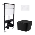 Готове рішення Qtap для ванної кімнати: підвісний унітаз Crow Ultra Quiet Black 485 x 340 x 290 + комплект інсталяції Standard (кругла клавіша White)