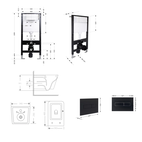 Готовое решение Qtap для ванной комнаты: подвесной унитаз Crow Ultra Quiet Black 485 x 340 x 290 + комплект инсталляции Standard (линейная кнопка Black)