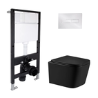 Готове рішення Qtap для ванної кімнати: підвісний унітаз Crow Ultra Quiet Black 485 x 340 x 290 + комплект інсталяції Standard (лінійна клавіша Chrome)