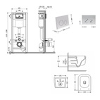 Готовое решение Qtap для ванной комнаты: подвесной унитаз Gemini Ultra Quiet 485 x 340 x 350 + комплект инсталляции Nest 4 в 1 (круглая клавиша Satin)