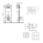 Готовое решение Qtap для ванной комнаты: подвесной унитаз Gemini Ultra Quiet 485 x 340 x 350 + комплект инсталляции Nest 4 в 1 (круглая клавиша White)