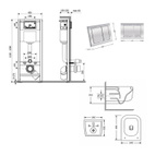 Готовое решение Qtap для ванной комнаты: подвесной унитаз Gemini Ultra Quiet 485 x 340 x 350 + комплект инсталляции Nest 4 в 1 (квадратная клавиша Chrome)