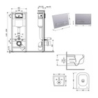 Готовое решение Qtap для ванной комнаты: подвесной унитаз Gemini Ultra Quiet 485 x 340 x 350 + комплект инсталляции Nest 4 в 1 (линейная клавиша Satin)