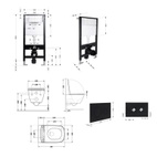 Готовое решение Qtap для ванной комнаты: подвесной унитаз Gemini Ultra Quiet 485 x 340 x 350 + комплект инсталляции Standard (круглая кнопка Black)