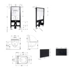 Готовое решение Qtap для ванной комнаты: подвесной унитаз Gemini Ultra Quiet 485 x 340 x 350 + комплект инсталляции Standard (линейная кнопка Black)