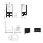 Готовое решение Qtap для ванной комнаты: подвесной унитаз Gemini Ultra Quiet 520 x 360 x 350 + комплект инсталляции Standard (круглая кнопка Black)