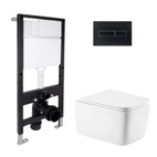 Готовое решение Qtap для ванной комнаты: подвесной унитаз Gemini Ultra Quiet 520 x 360 x 350 + комплект инсталляции Standard (линейная кнопка Black)