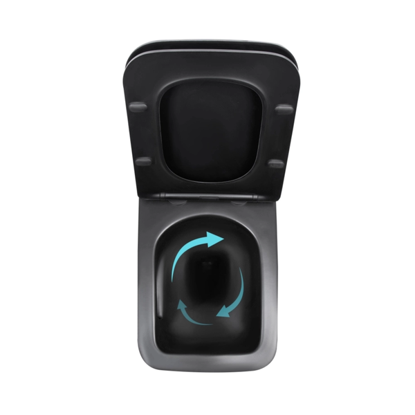 Готове рішення Qtap для ванної кімнати: підвісний унітаз Gemini Ultra Quiet Black 520 x 360 x 350 + комплект інсталяції Standard (кругла клавіша White)