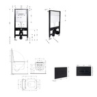 Готовое решение Qtap для ванной комнаты: подвесной унитаз Gemini Ultra Quiet Black 520 x 360 x 350 + комплект инсталляции Standard (линейная кнопка Black)