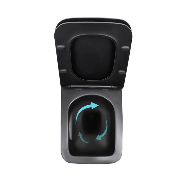 Готовое решение Qtap для ванной комнаты: подвесной унитаз Gemini Ultra Quiet Black 520 x 360 x 350 + комплект инсталляции Standard (линейная кнопка Black)