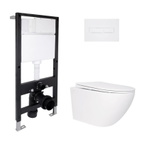 Готовое решение Qtap для ванной комнаты: подвесной унитаз Jay Rimless 520 x 360 x 320 + комплект инсталляции Standard (линейная кнопка White)