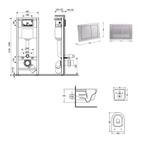 Готовое решение Qtap для ванной комнаты: подвесной унитаз Jay Ultra Quiet 520 x 360 x 320 + комплект инсталляции Nest 4 в 1 (квадратная клавиша Satin)