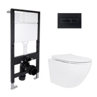 Готовое решение Qtap для ванной комнаты: подвесной унитаз Jay Ultra Quiet 520 x 360 x 320 + комплект инсталляции Standard (линейная кнопка Black)
