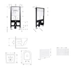 Готовое решение Qtap для ванной комнаты: подвесной унитаз Jay Ultra Quiet Black 485 x 360 x 320 + комплект инсталляции Standard (линейная кнопка White)