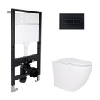 Готовое решение Qtap для ванной комнаты: подвесной унитаз Robin Ultra Quiet 520 x 365 x 365 + комплект инсталляции Standard (линейная кнопка Black)