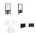 Готовое решение Qtap для ванной комнаты: подвесной унитаз Scorpio Ultra Quiet Black 520 x 365 x 365 + комплект инсталляции Standard (круглая кнопка Black)
