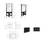 Готовое решение Qtap для ванной комнаты: подвесной унитаз Swan Ultra Quiet 485 x 360 x 320 + комплект инсталляции Standard (круглая кнопка Black)