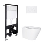 Готове рішення Qtap для ванної кімнати: підвісний унітаз Swan Ultra Quiet 485 x 360 x 320 + комплект інсталяції Standard (кругла клавіша White)