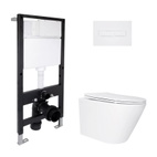 Готовое решение Qtap для ванной комнаты: подвесной унитаз Swan Ultra Quiet 485 x 360 x 320 + комплект инсталляции Standard (линейная кнопка White)