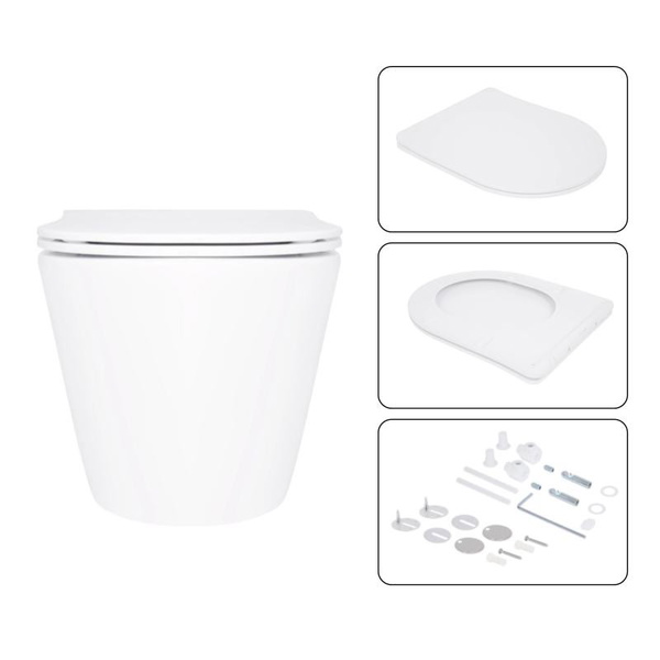 Готовое решение Qtap для ванной комнаты: подвесной унитаз Swan Ultra Quiet 520 x 360 x 320 + комплект инсталляции Nest 4 в 1 (круглая клавиша Chrome)