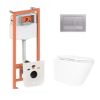 Готовое решение Qtap для ванной комнаты: подвесной унитаз Swan Ultra Quiet 520 x 360 x 320 + комплект инсталляции Nest 4 в 1 (квадратная клавиша Satin)