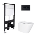Готовое решение Qtap для ванной комнаты: подвесной унитаз Swan Ultra Quiet 520 x 360 x 320 + комплект инсталляции Standard (линейная кнопка Black)