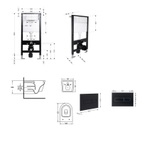 Готовое решение Qtap для ванной комнаты: подвесной унитаз Swan Ultra Quiet 520 x 360 x 320 + комплект инсталляции Standard (линейная кнопка Black)