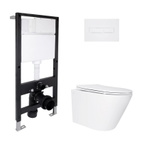 Готовое решение Qtap для ванной комнаты: подвесной унитаз Swan Ultra Quiet 520 x 360 x 320 + комплект инсталляции Standard (линейная кнопка White)
