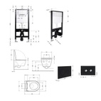 Готовое решение Qtap для ванной комнаты: подвесной унитаз Taurus Ultra Quiet 485 x 360 x 350 + комплект инсталляции Standard (круглая кнопка Black)