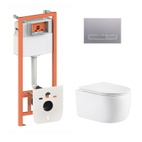 Готовое решение Qtap для ванной комнаты: подвесной унитаз Taurus Ultra Quiet 515 x 360 x 350 + комплект инсталляции Nest 4 в 1 (линейная клавиша Satin)