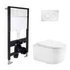 Готовое решение Qtap для ванной комнаты: подвесной унитаз Taurus Ultra Quiet 515 x 360 x 350 + комплект инсталляции Standard (круглая кнопка Chrome)