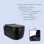 Готовое решение Qtap для ванной комнаты: подвесной унитаз Taurus Ultra Quiet Black 515 x 360 x 350 + комплект инсталляции Standard (круглая кнопка Black)