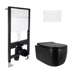 Готове рішення Qtap для ванної кімнати: підвісний унітаз Taurus Ultra Quiet Black 515 x 360 x 350 + комплект інсталяції Standard (кругла клавіша White)