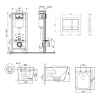 Готовое решение Qtap для ванной комнаты: подвесной унитаз Tern Ultra Quiet 525 x 345 x 360 + комплект инсталляции Nest 4 в 1 (квадратная клавиша Satin)