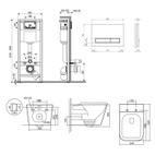 Готовое решение Qtap для ванной комнаты: подвесной унитаз Tern Ultra Quiet 525 x 345 x 360 + комплект инсталляции Nest 4 в 1 (линейная клавиша White)