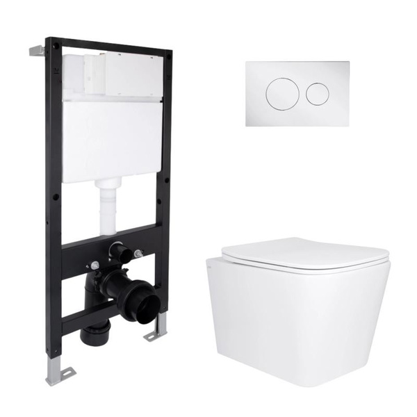 Готовое решение Qtap для ванной комнаты: подвесной унитаз Tern Ultra Quiet 525 x 345 x 360 + комплект инсталляции Standard (круглая кнопка Chrome)